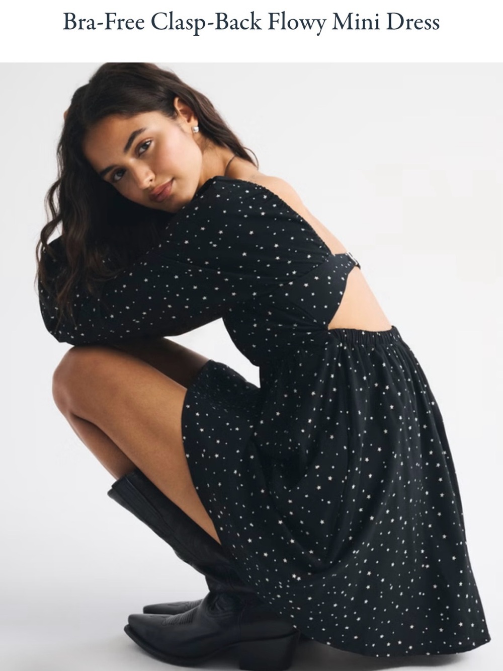 Abercrombie & Fitch Black Mini Dress with White Star Print